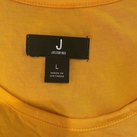 New J Jason Wu Kint Ruffle Midi Dress Yellow Sz Large - Picture 4 of 8